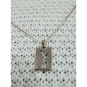 Lavaggi 925 Sterling Silver Cat Cutout Pendant Necklace 20"